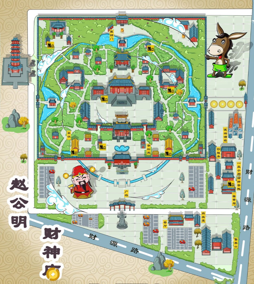 子洲寺庙类手绘地图